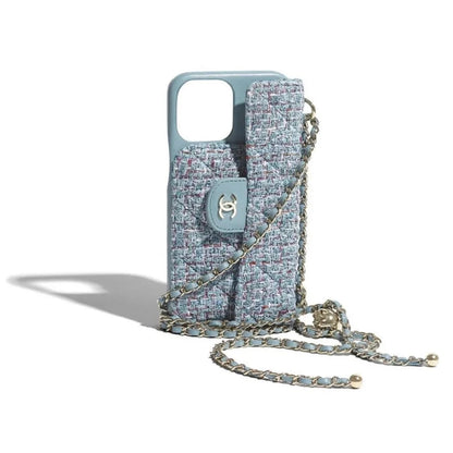 Quilted Phone Case with Card Holder & Chain