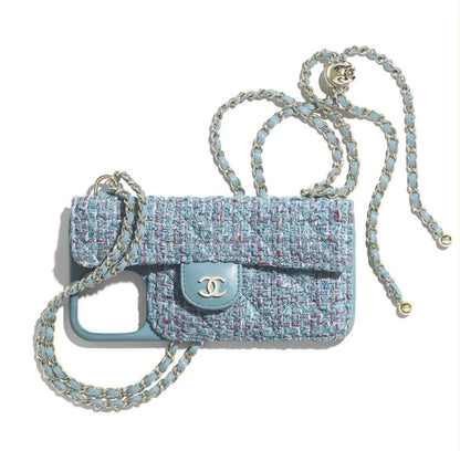 Quilted Phone Case with Card Holder & Chain