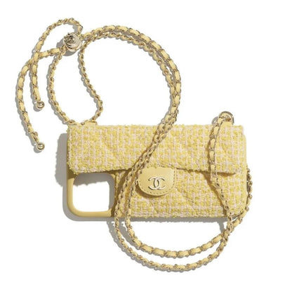 Quilted Phone Case with Card Holder & Chain