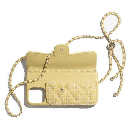 Quilted Phone Case with Card Holder & Chain