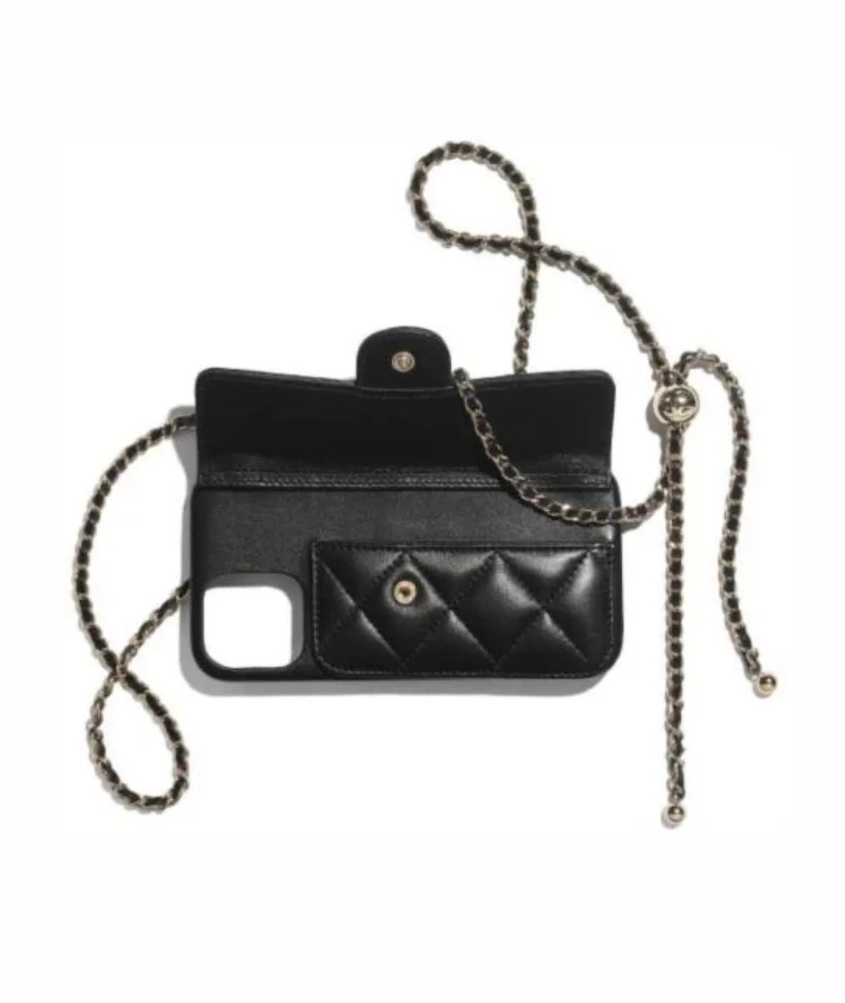 Quilted Phone Case with Card Holder & Chain