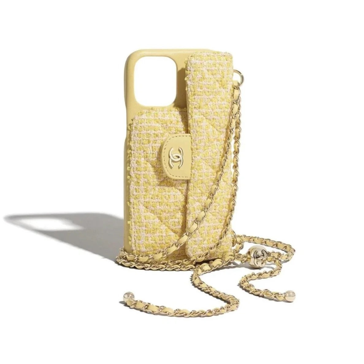 Quilted Phone Case with Card Holder & Chain